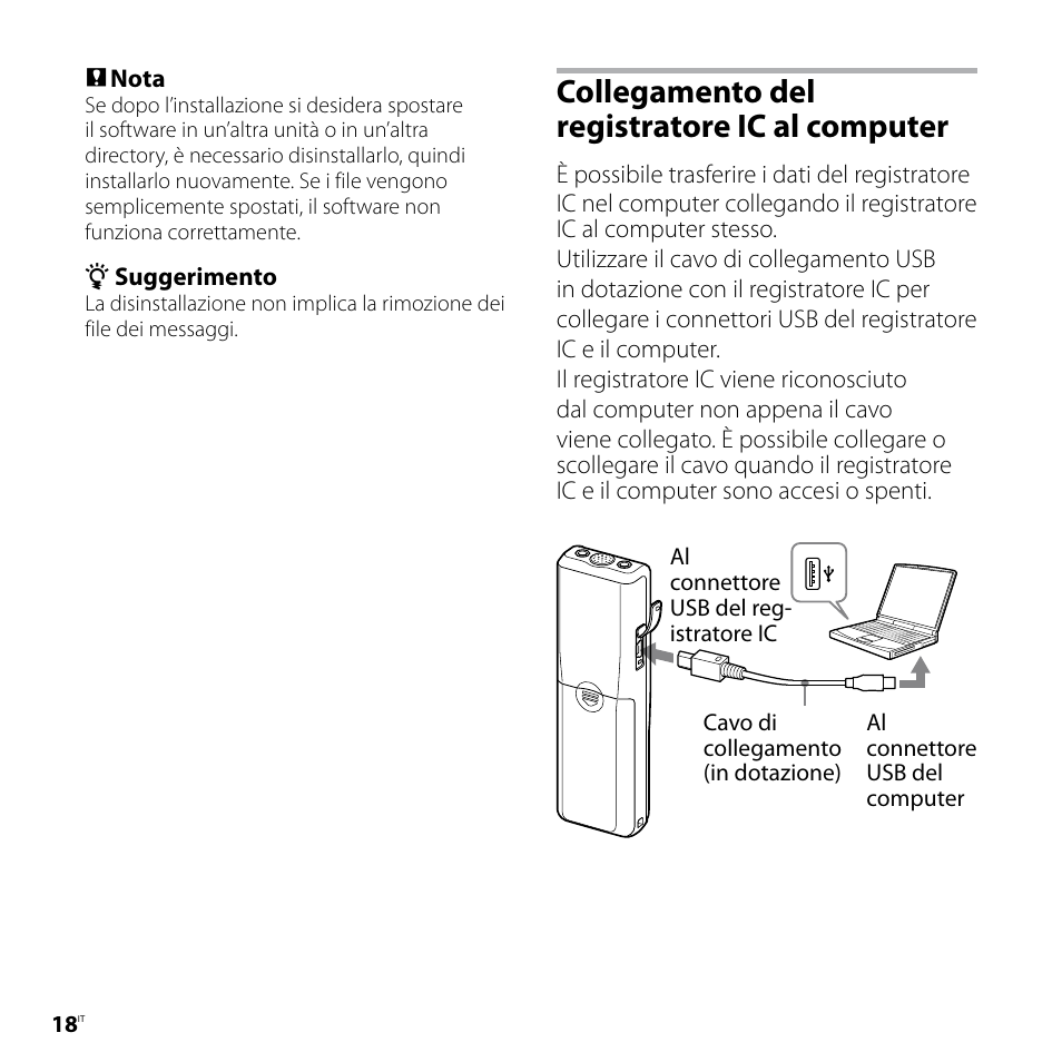 Collegamento del registratore ic al computer | Sony ICD-P520 User Manual | Page 78 / 84