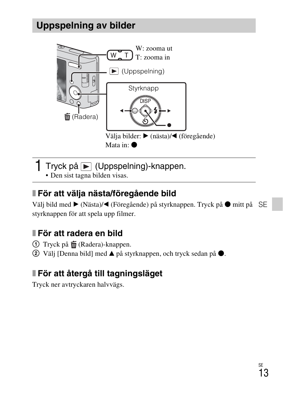 Uppspelning av bilder | Sony DSC-W550 User Manual | Page 259 / 427