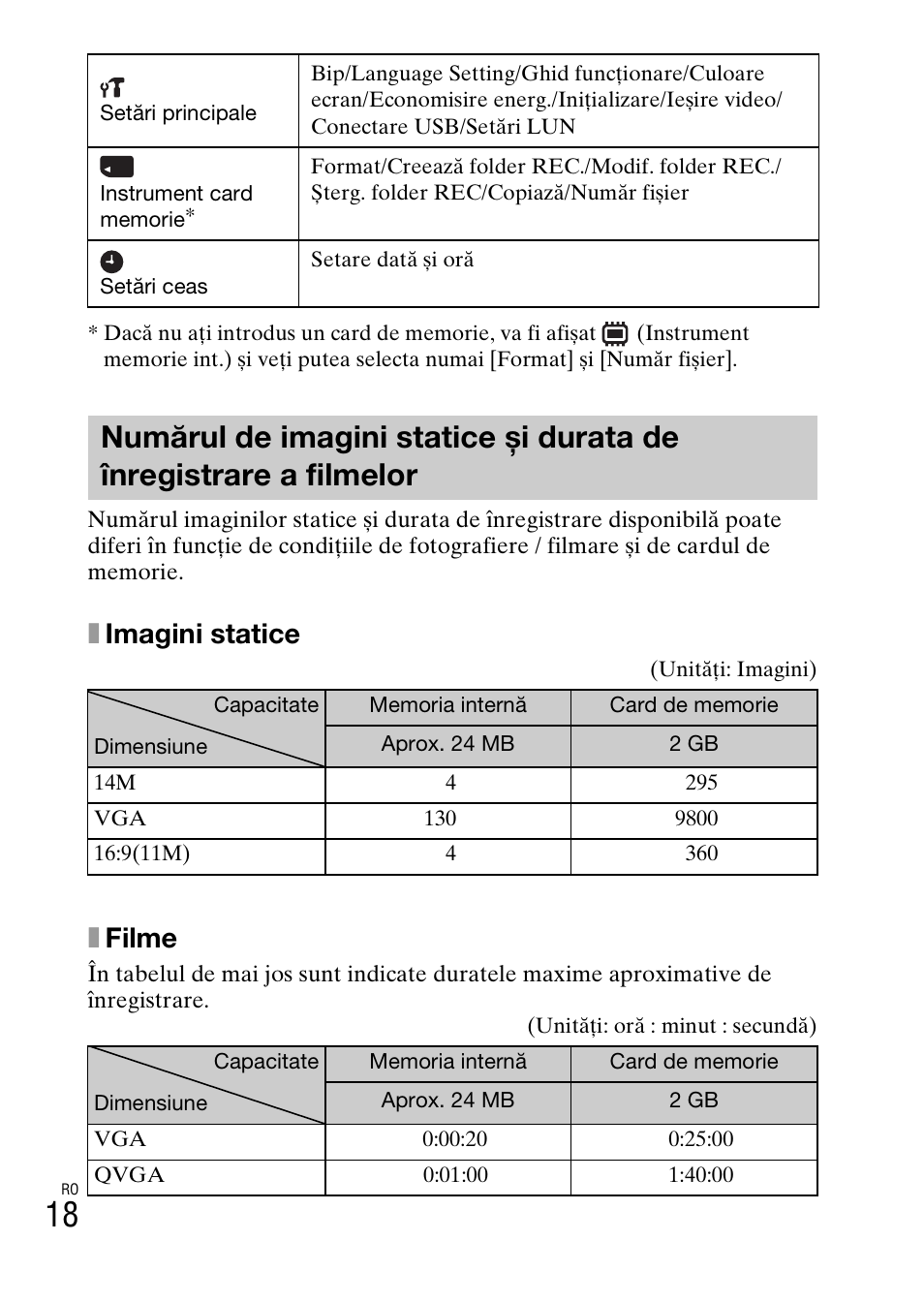 Ximagini statice, Xfilme | Sony DSC-W550 User Manual | Page 370 / 427