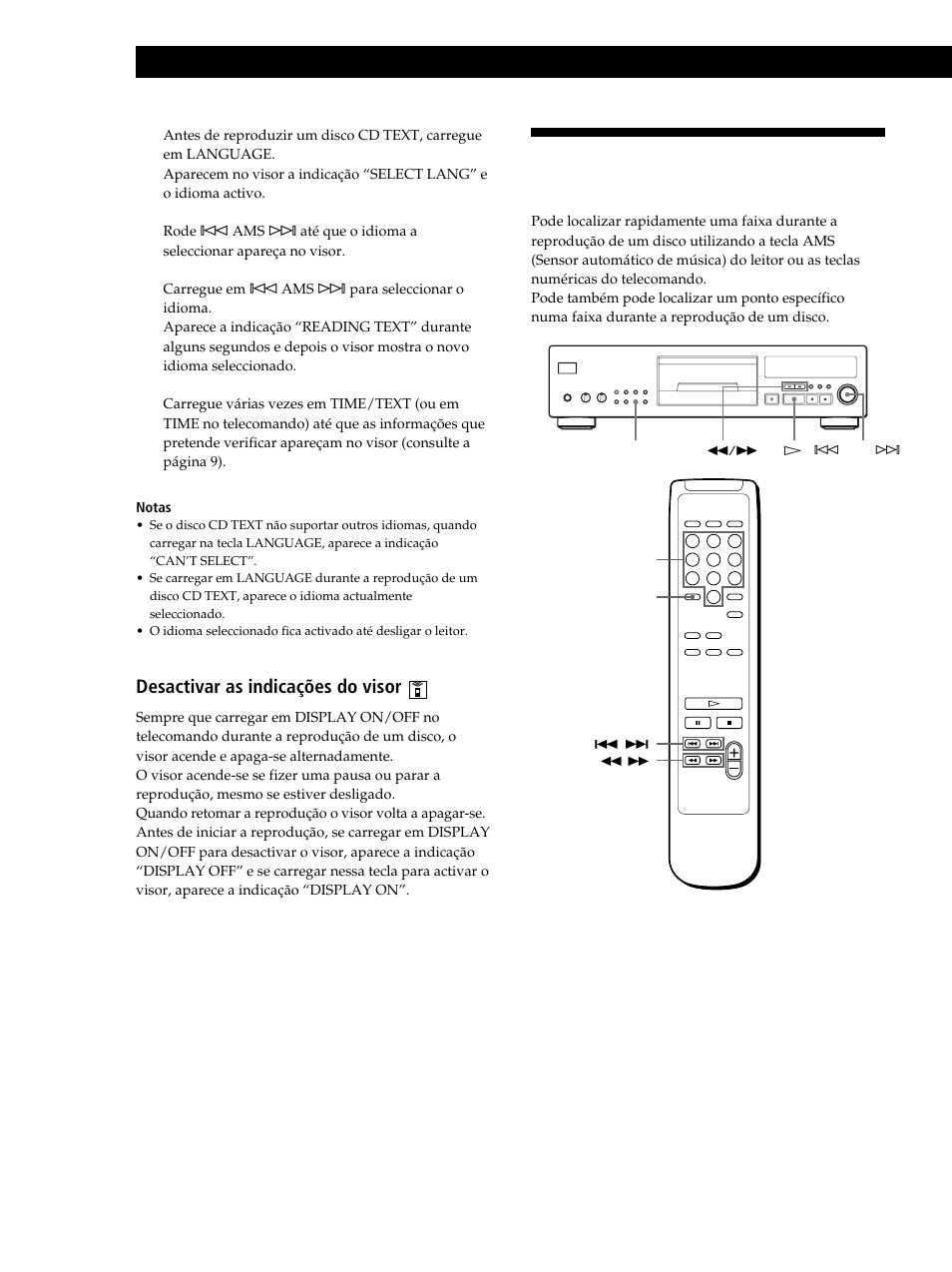 Reproduzir os cd, Desactivar as indicações do visor | Sony CDP-XB630 User Manual | Page 89 / 104