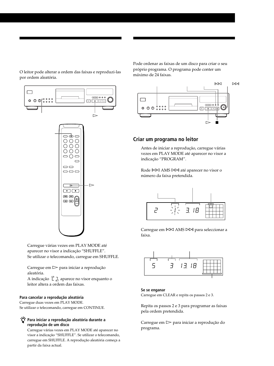 Criar um programa (reprodução de programa), Reproduzir os cd, Criar um programa no leitor 1 | Sony CDP-XB630 User Manual | Page 92 / 104