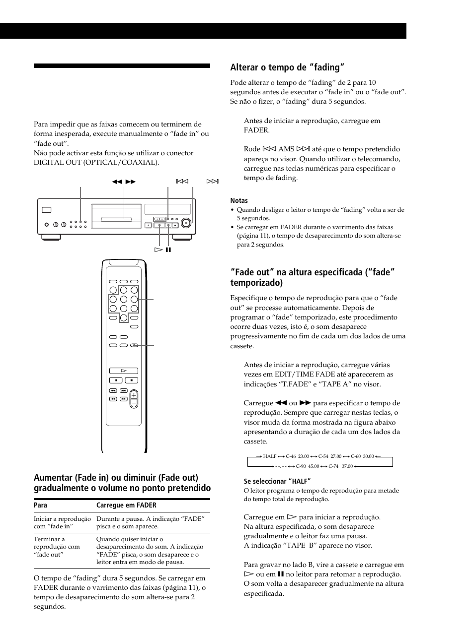 Gravar a partir de um cd, Alterar o tempo de “fading | Sony CDP-XB630 User Manual | Page 96 / 104