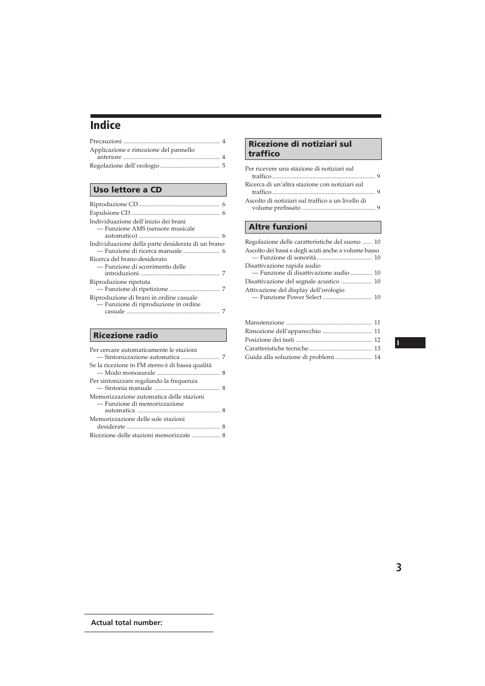 Indice | Sony CDX-3002 User Manual | Page 48 / 61
