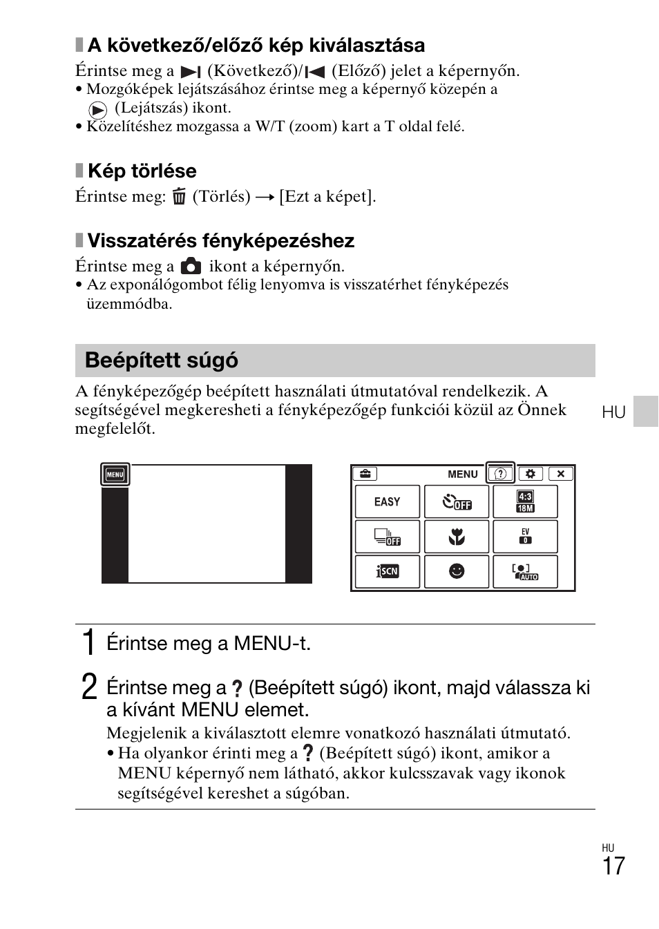 Beépített súgó | Sony DSC-TX77 User Manual | Page 277 / 551