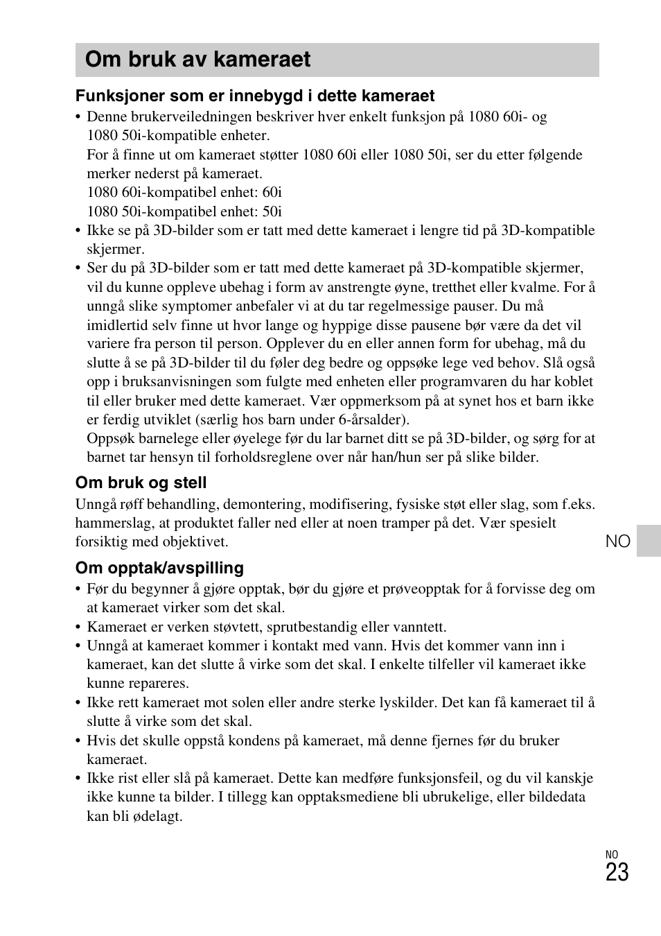 Om bruk av kameraet | Sony DSC-TX77 User Manual | Page 397 / 551