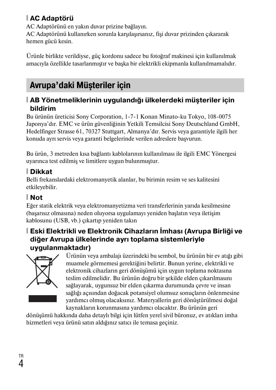 Avrupa’daki müşteriler için | Sony DSC-TX77 User Manual | Page 490 / 551