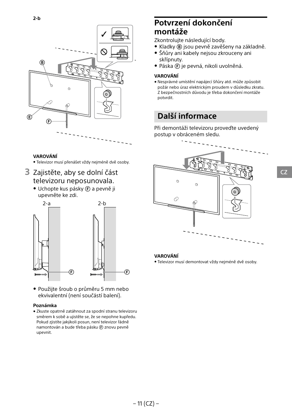 Potvrzení dokončení montáže, Další informace | Sony KDL-40R453B User Manual | Page 176 / 321