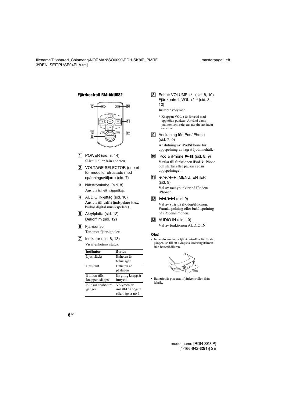 Sony RDH-SK8iP User Manual | Page 44 / 96