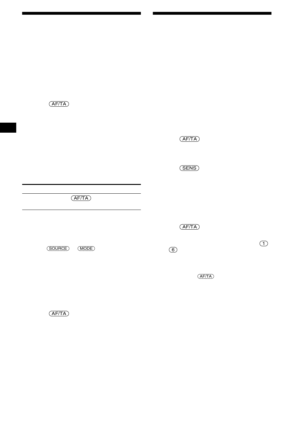 Receiving traffic announcements, Ta (traffic announcement)/tp (traffic programme), Presetting rds stations with the af and ta setting | Presetting rds stations with the af and ta, Setting, 14 receiving traffic announcements | Sony CDX-R3000 User Manual | Page 14 / 122
