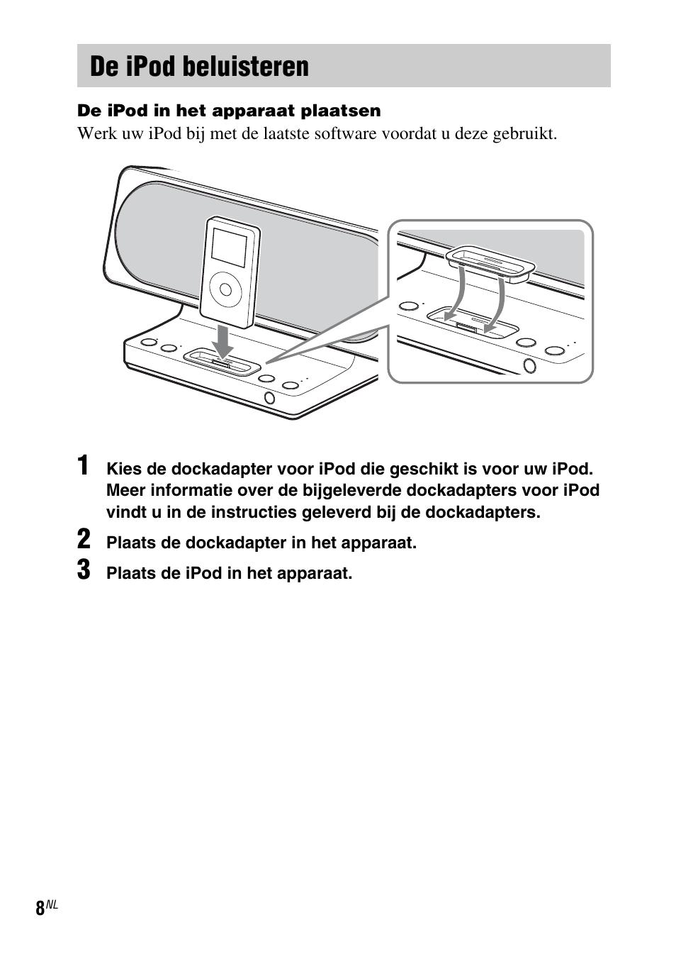 De ipod beluisteren | Sony SRS-GU10iP User Manual | Page 64 / 116