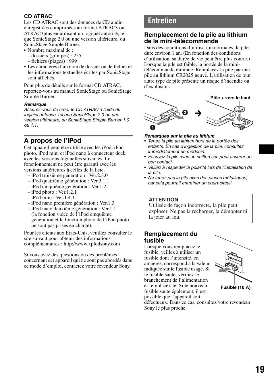 A propos de l’ipod, Entretien, Reportez-vous à la section | Sony CDX-H905iP User Manual | Page 43 / 136