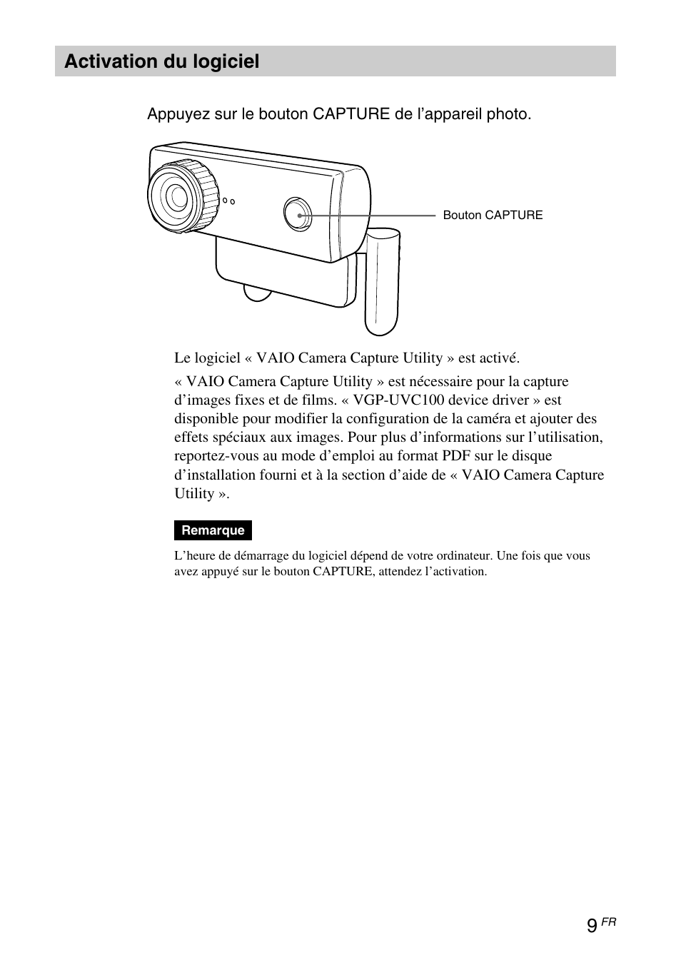 Activation du logiciel | Sony VGP-UVC100 User Manual | Page 39 / 103