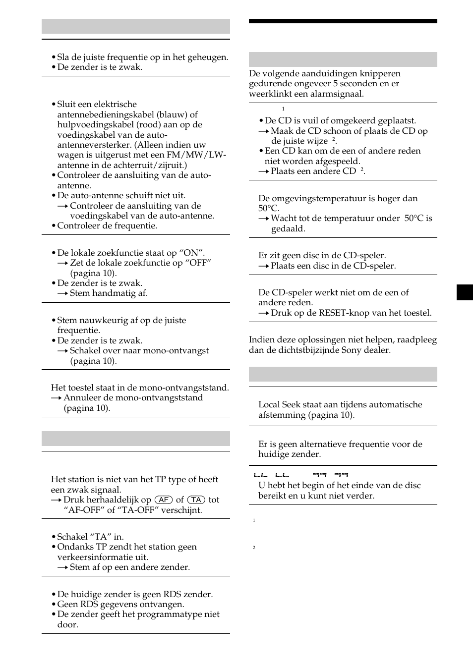 23 foutberichten/berichten | Sony CDX-L410 User Manual | Page 111 / 112