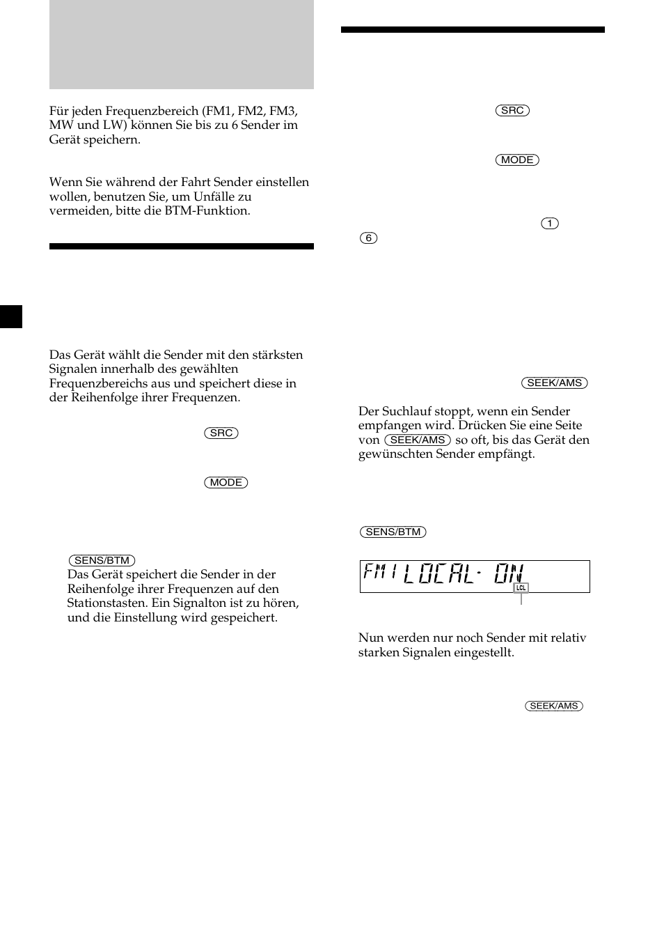 Radio, 10 einstellen gespeicherter sender, Automatisches speichern von radiosendern | Sony CDX-L410 User Manual | Page 32 / 112
