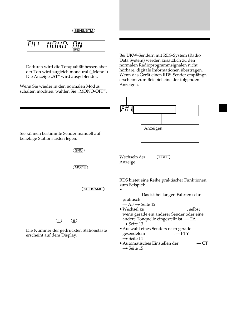 Speichern bestimmter radiosender, Übersicht über rds | Sony CDX-L410 User Manual | Page 33 / 112