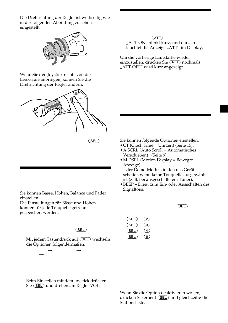 Einstellen der klangeigenschaften, Schnelles dämpfen des tons, Wechseln der klang- und anzeigeeinstellungen | Sony CDX-L410 User Manual | Page 39 / 112