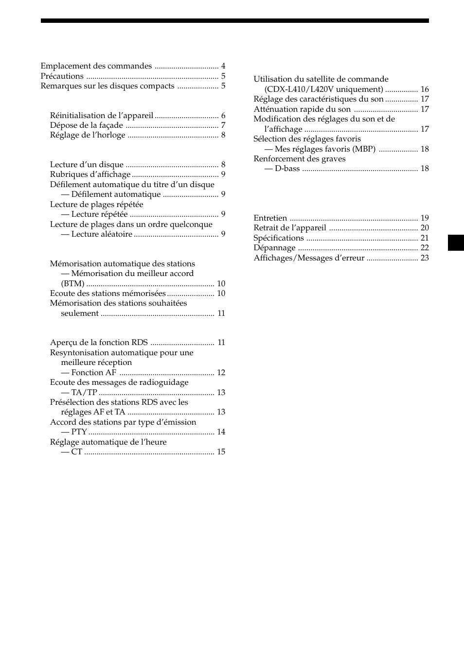 Sony CDX-L410 User Manual | Page 47 / 112