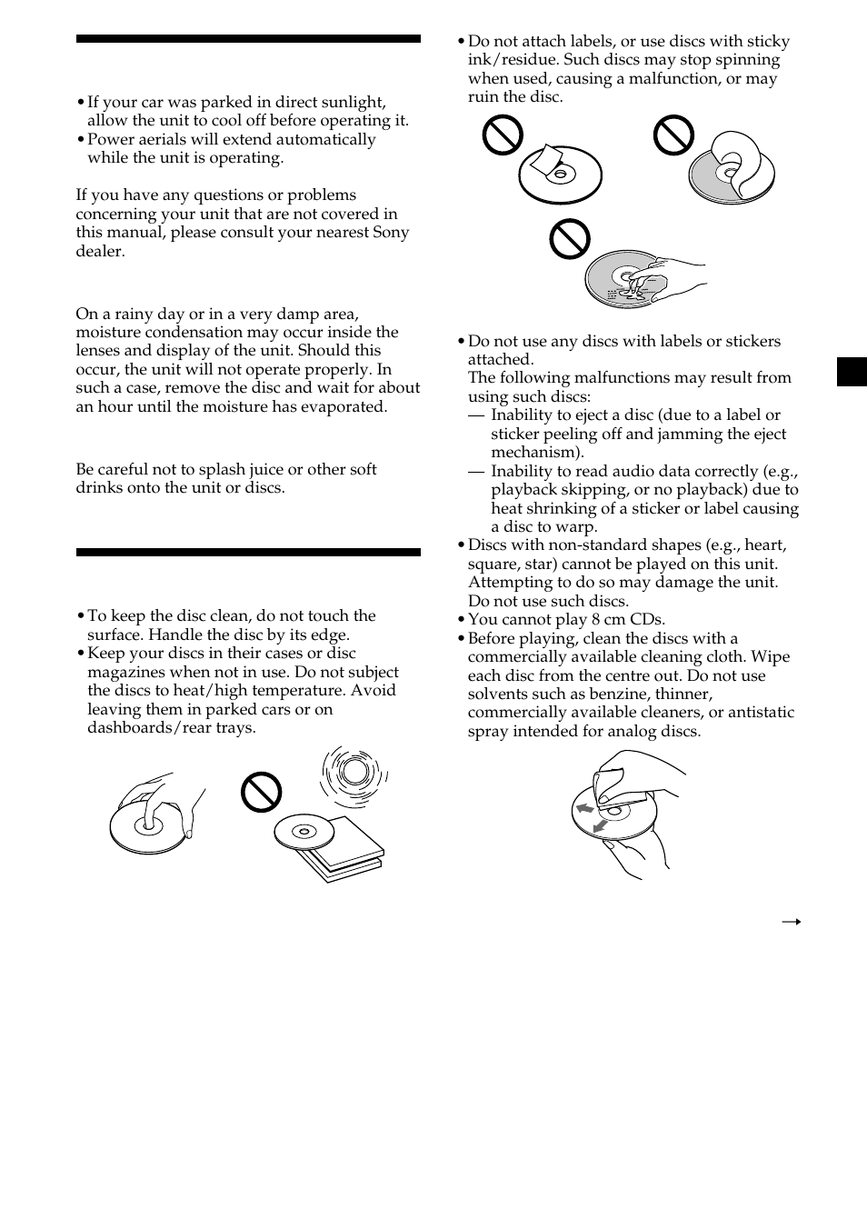 Precautions, Notes on discs, 5precautions | Sony CDX-L410 User Manual | Page 5 / 112