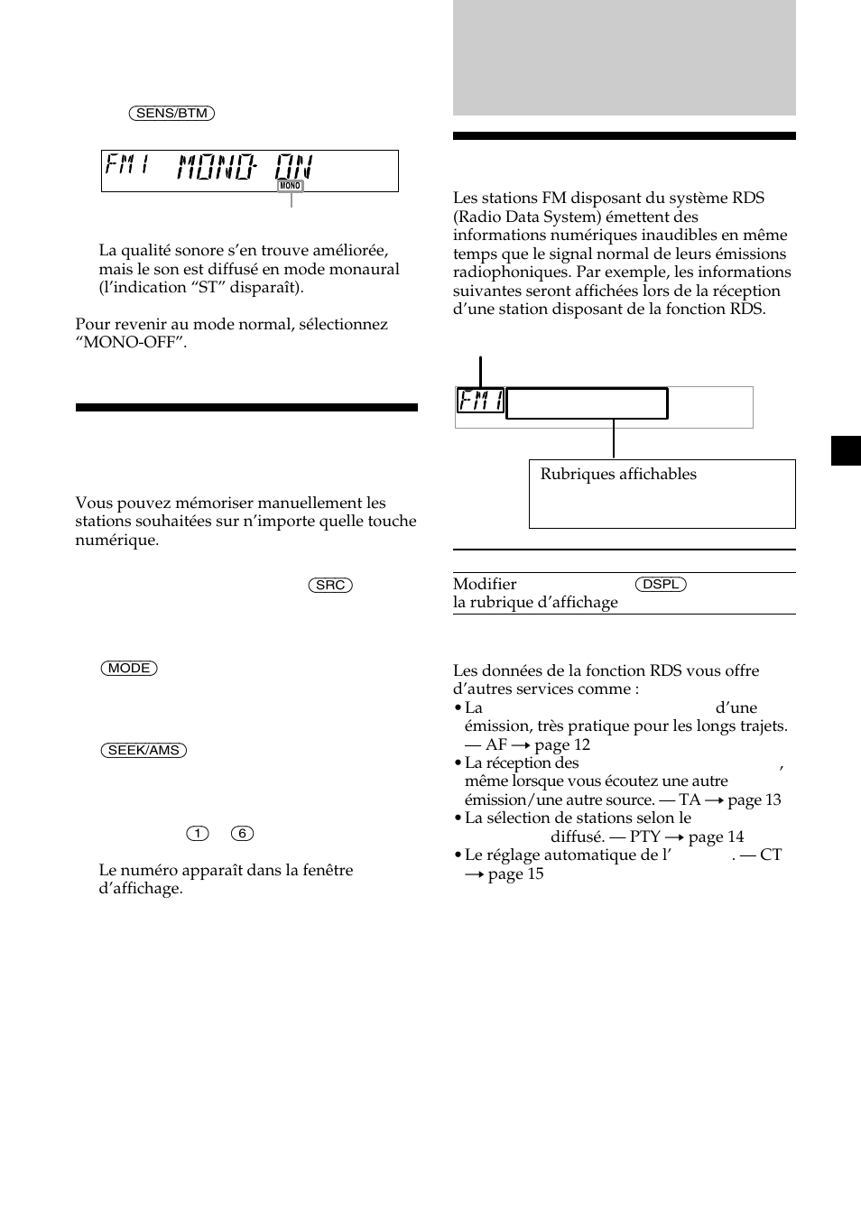 Aperçu de la fonction rds, Mémorisation des stations souhaitées uniquement | Sony CDX-L410 User Manual | Page 55 / 112
