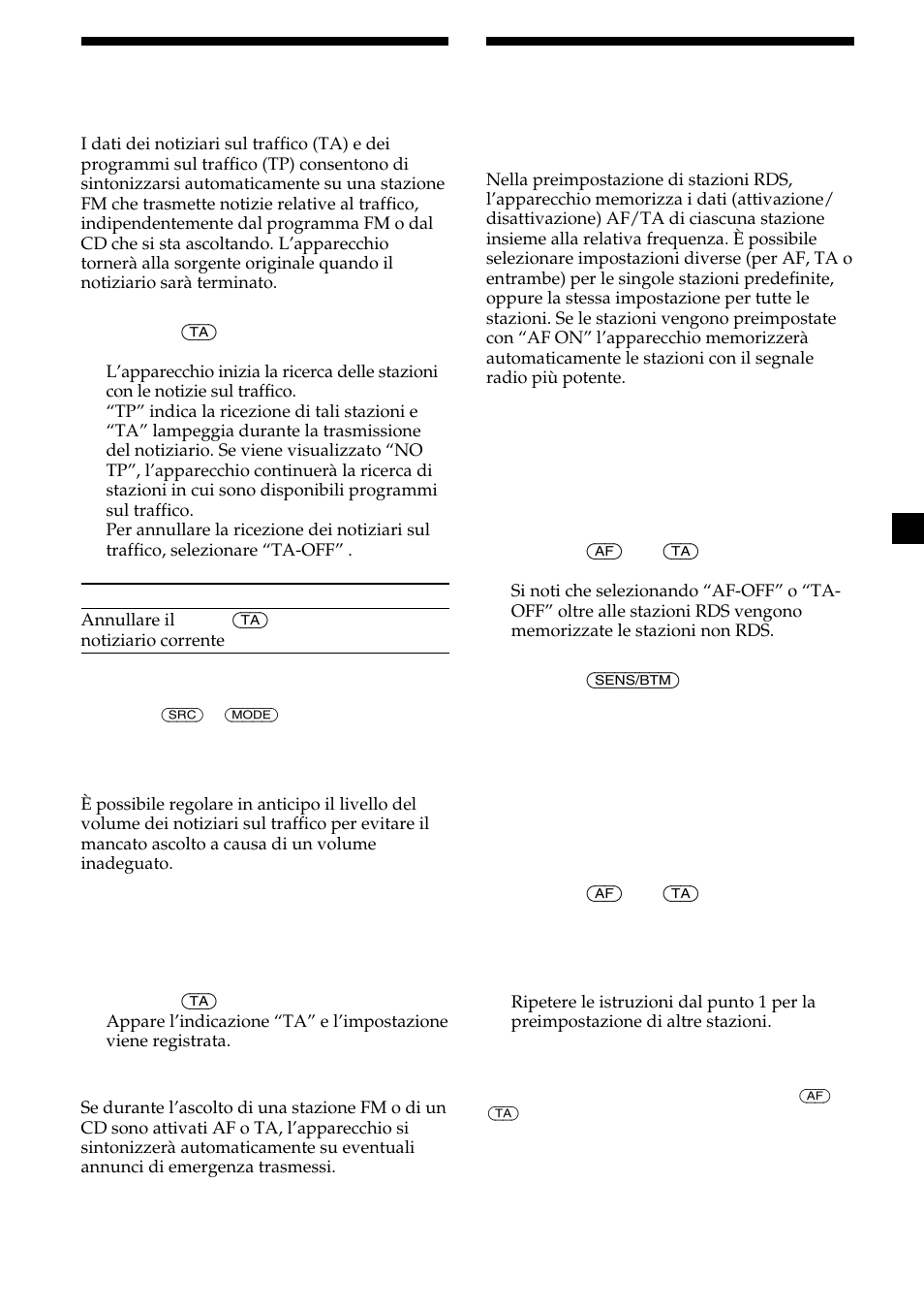 13 ricezione dei notiziari sul traffico | Sony CDX-L410 User Manual | Page 79 / 112