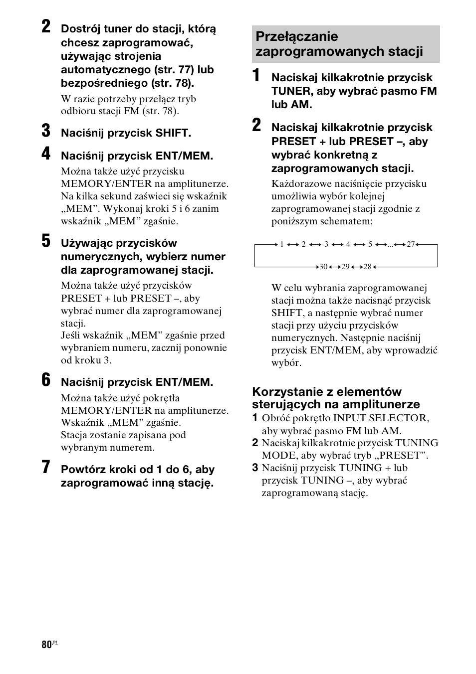 Przełączanie zaprogramowanych stacji | Sony STR-DH800 User Manual | Page 202 / 252
