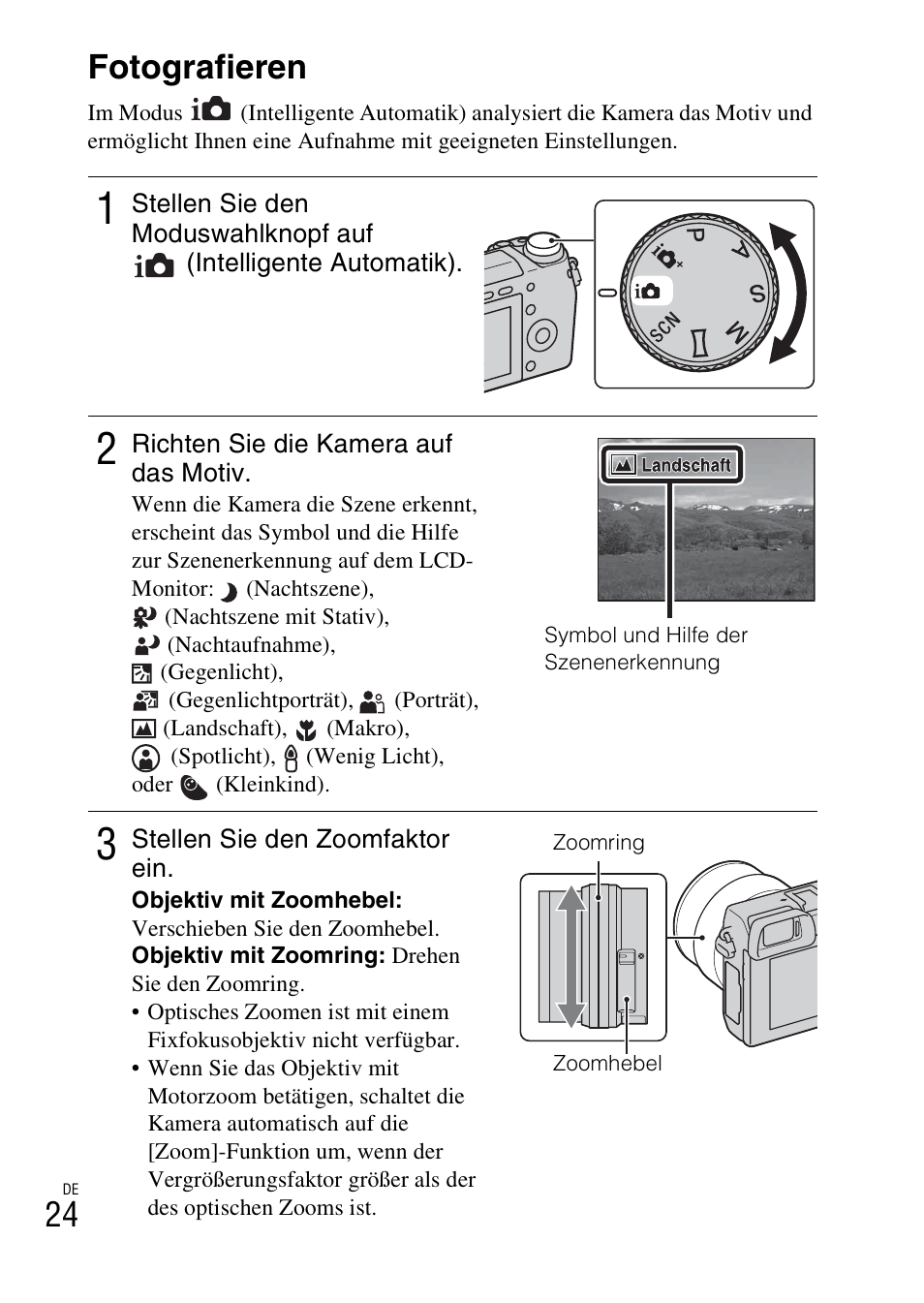 Beherrschen der grundfunktionen, Fotografieren | Sony NEX-6L User Manual | Page 152 / 627
