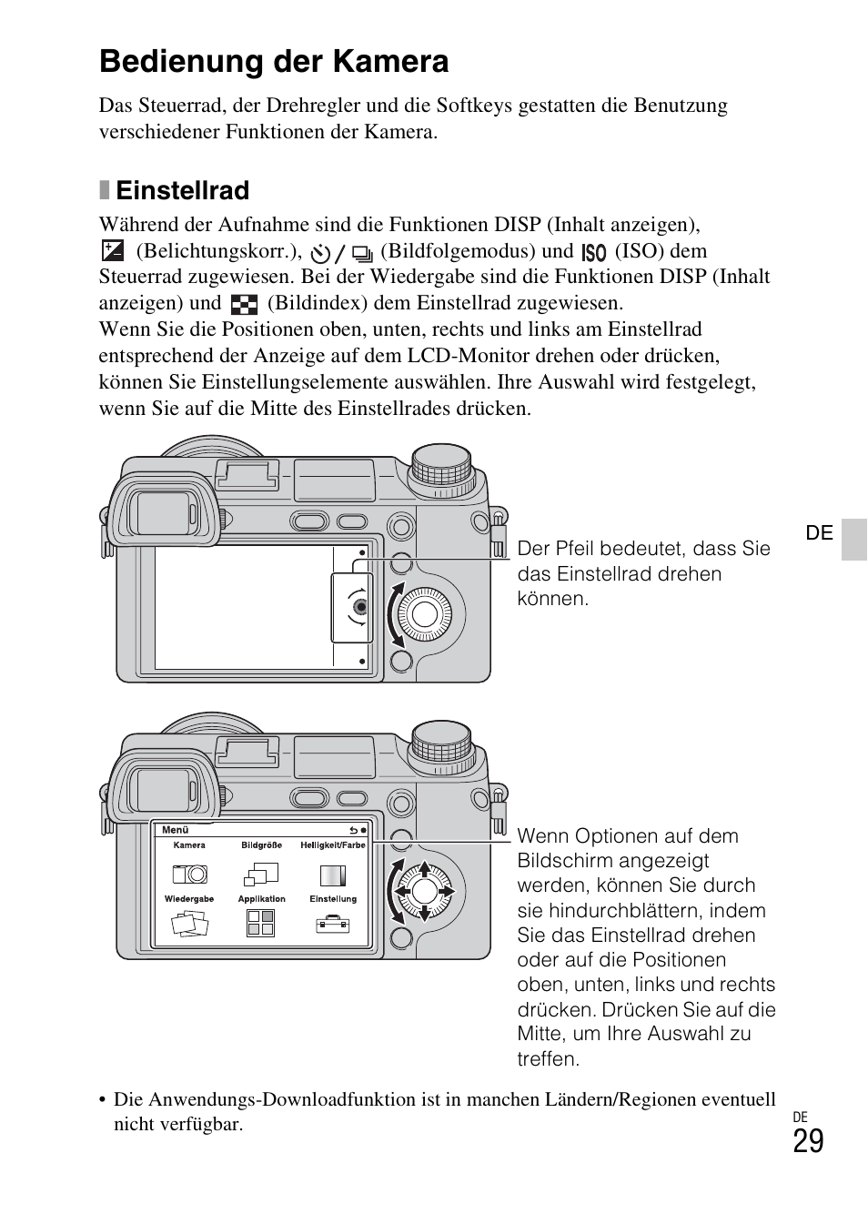 Bedienung der kamera, Xeinstellrad | Sony NEX-6L User Manual | Page 157 / 627