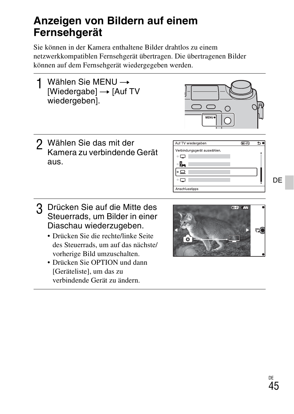 Anzeigen von bildern auf einem fernsehgerät | Sony NEX-6L User Manual | Page 173 / 627