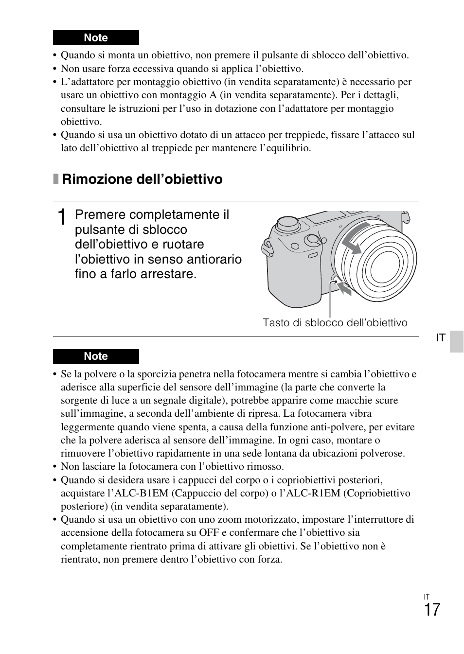 Xrimozione dell’obiettivo | Sony NEX-6L User Manual | Page 269 / 627