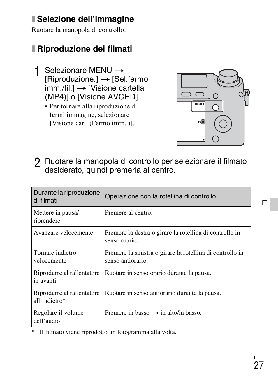 Xselezione dell’immagine, Xriproduzione dei filmati | Sony NEX-6L User Manual | Page 279 / 627