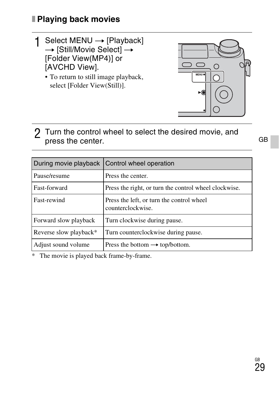 Xplaying back movies | Sony NEX-6L User Manual | Page 29 / 627
