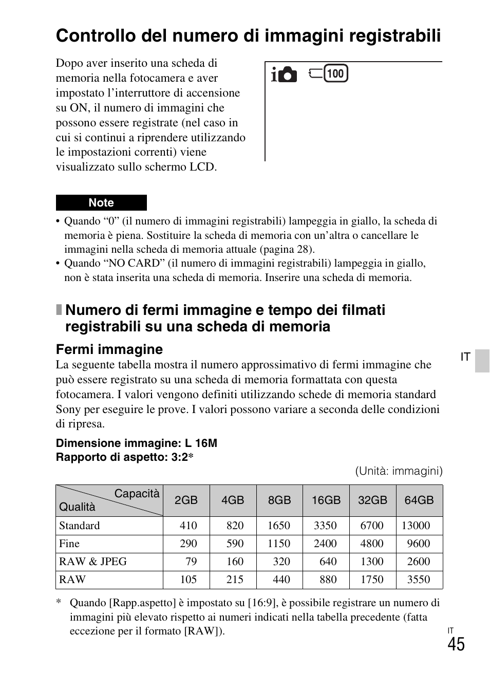 Altro, Controllo del numero di immagini registrabili, Fermi immagine | Sony NEX-6L User Manual | Page 297 / 627