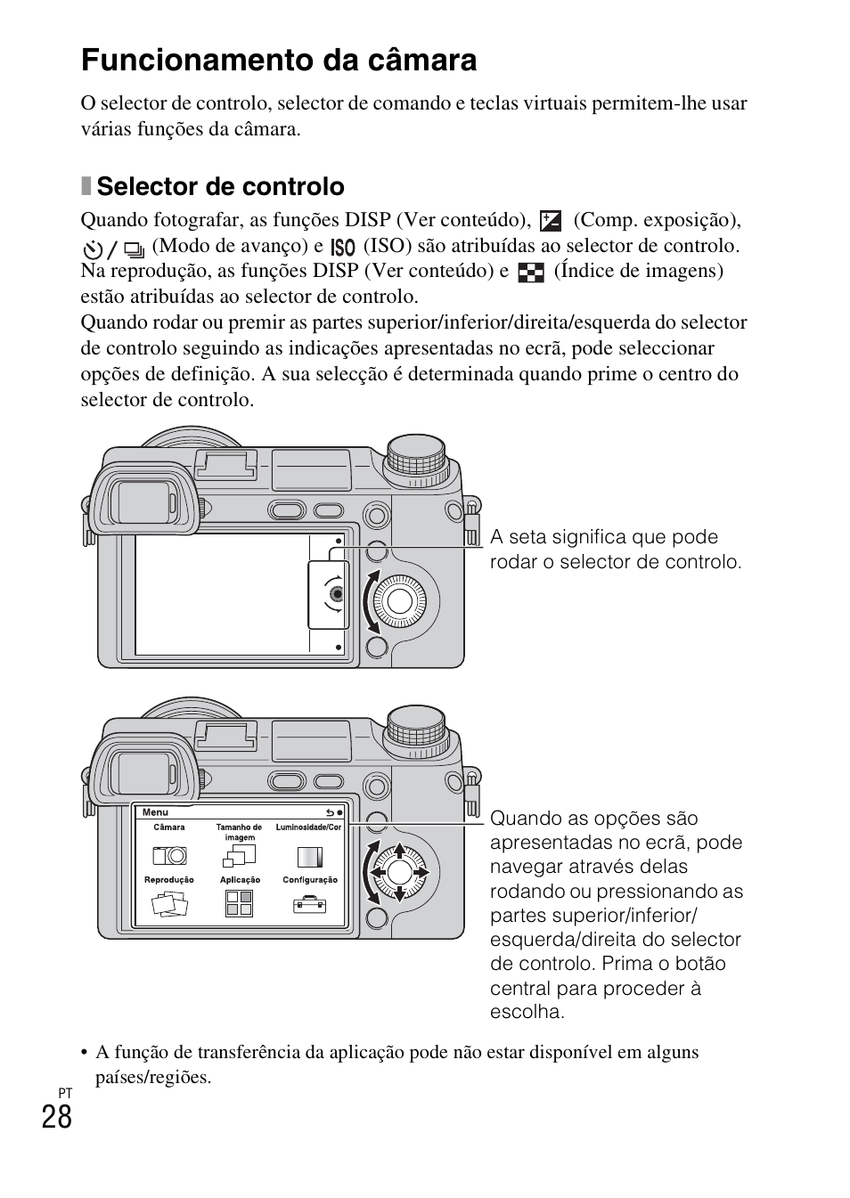 Funcionamento da câmara, 28 funcionamento da câmara, Xselector de controlo | Sony NEX-6L User Manual | Page 344 / 627