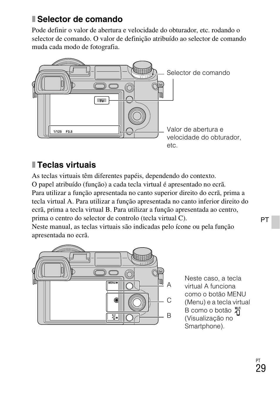 A (29), Xselector de comando, Xteclas virtuais | Sony NEX-6L User Manual | Page 345 / 627