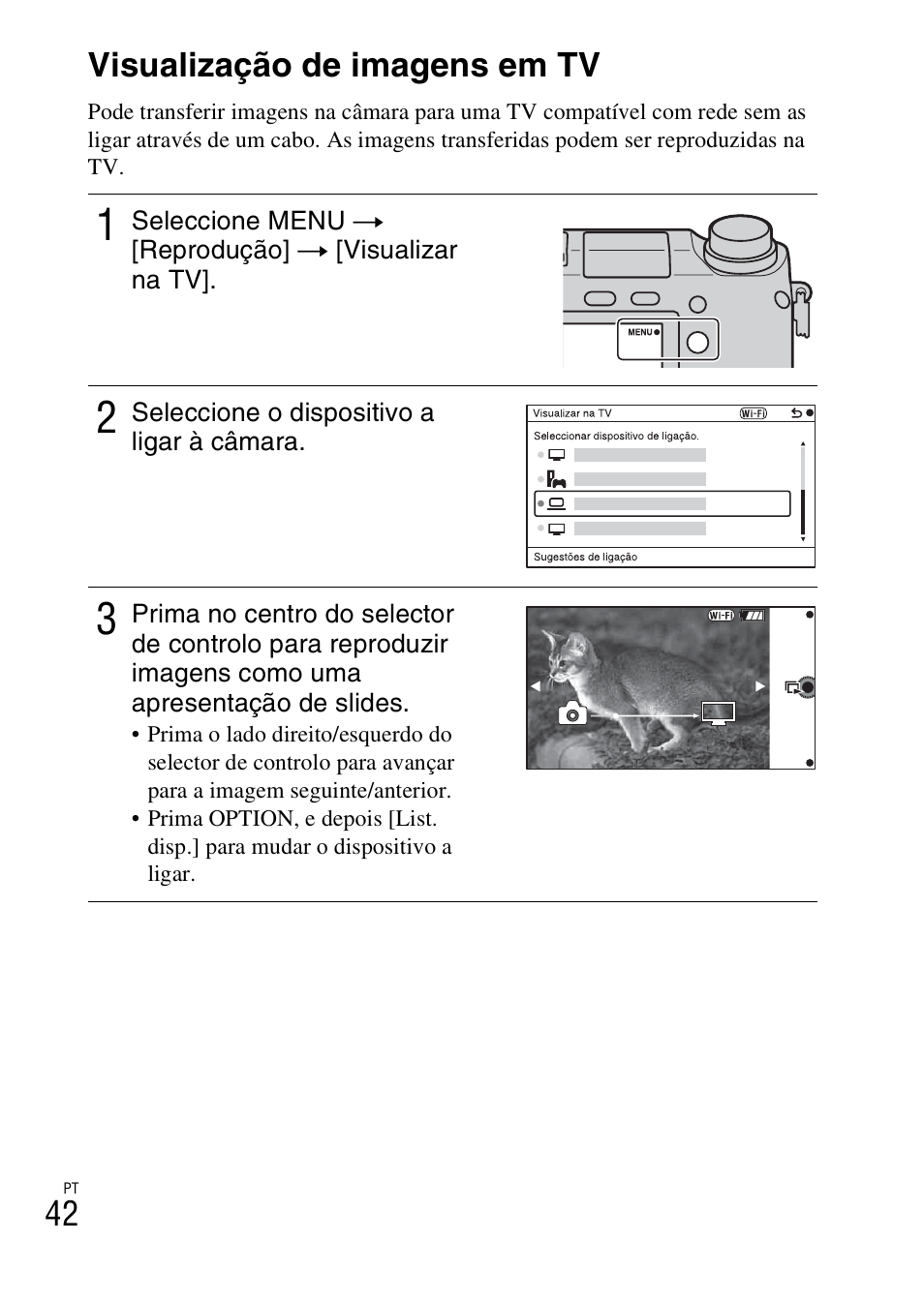 Visualização de imagens em tv, 42 visualização de imagens em tv | Sony NEX-6L User Manual | Page 358 / 627