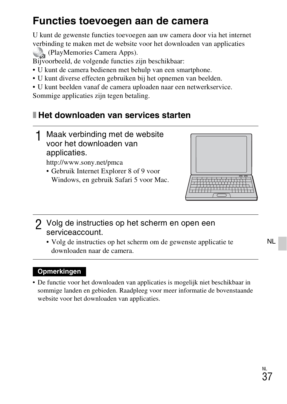 Functies toevoegen aan de camera | Sony NEX-6L User Manual | Page 415 / 627
