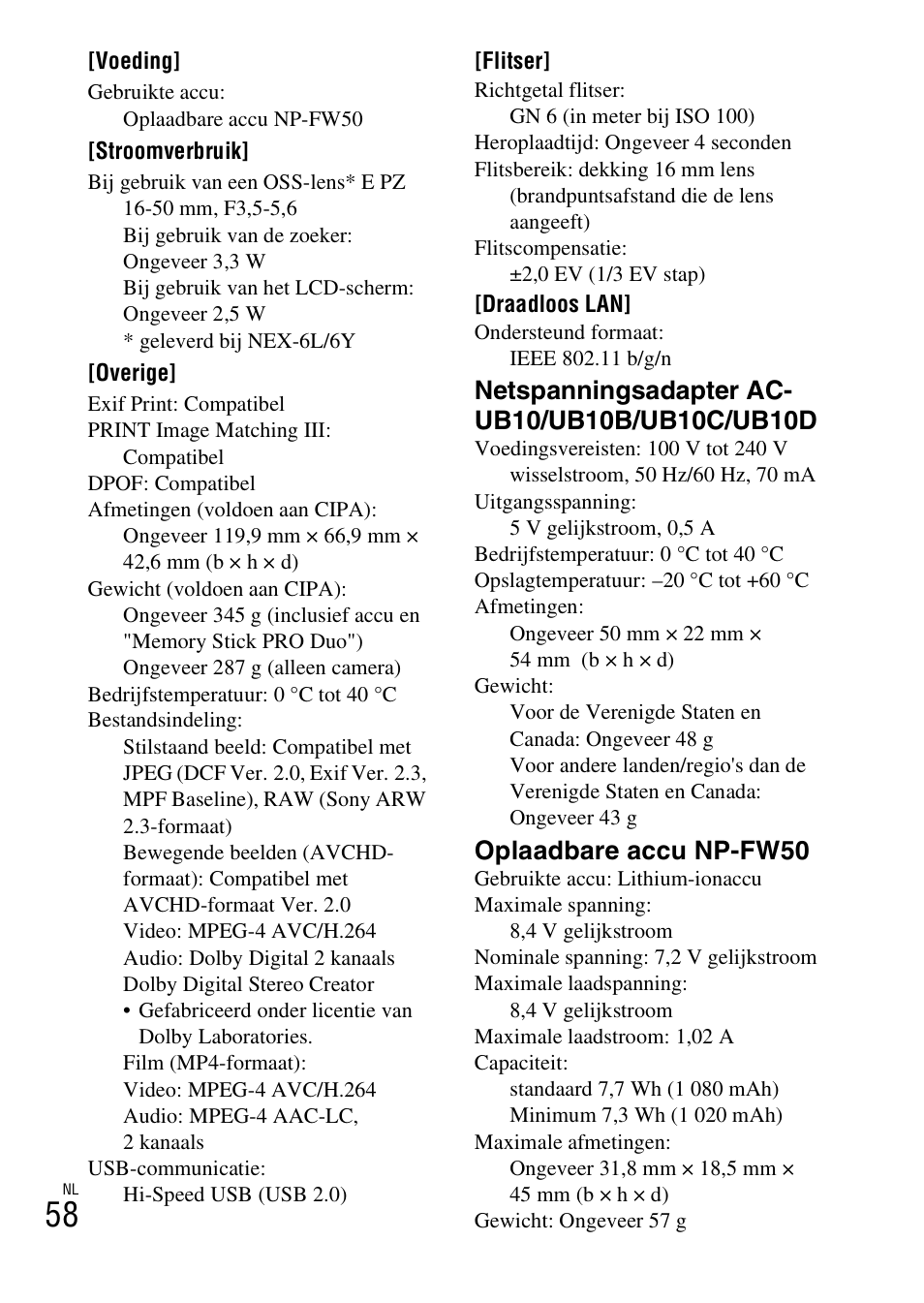Oplaadbare accu np-fw50 | Sony NEX-6L User Manual | Page 436 / 627