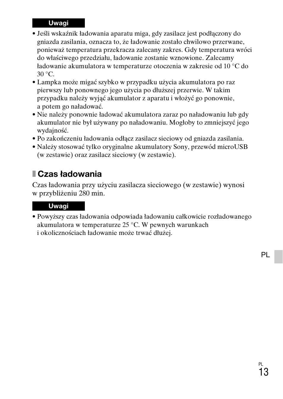 Xczas ładowania | Sony NEX-6L User Manual | Page 451 / 627