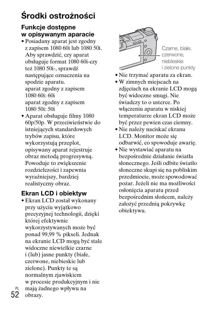 Środki ostrożności, 52 środki ostrożności | Sony NEX-6L User Manual | Page 490 / 627