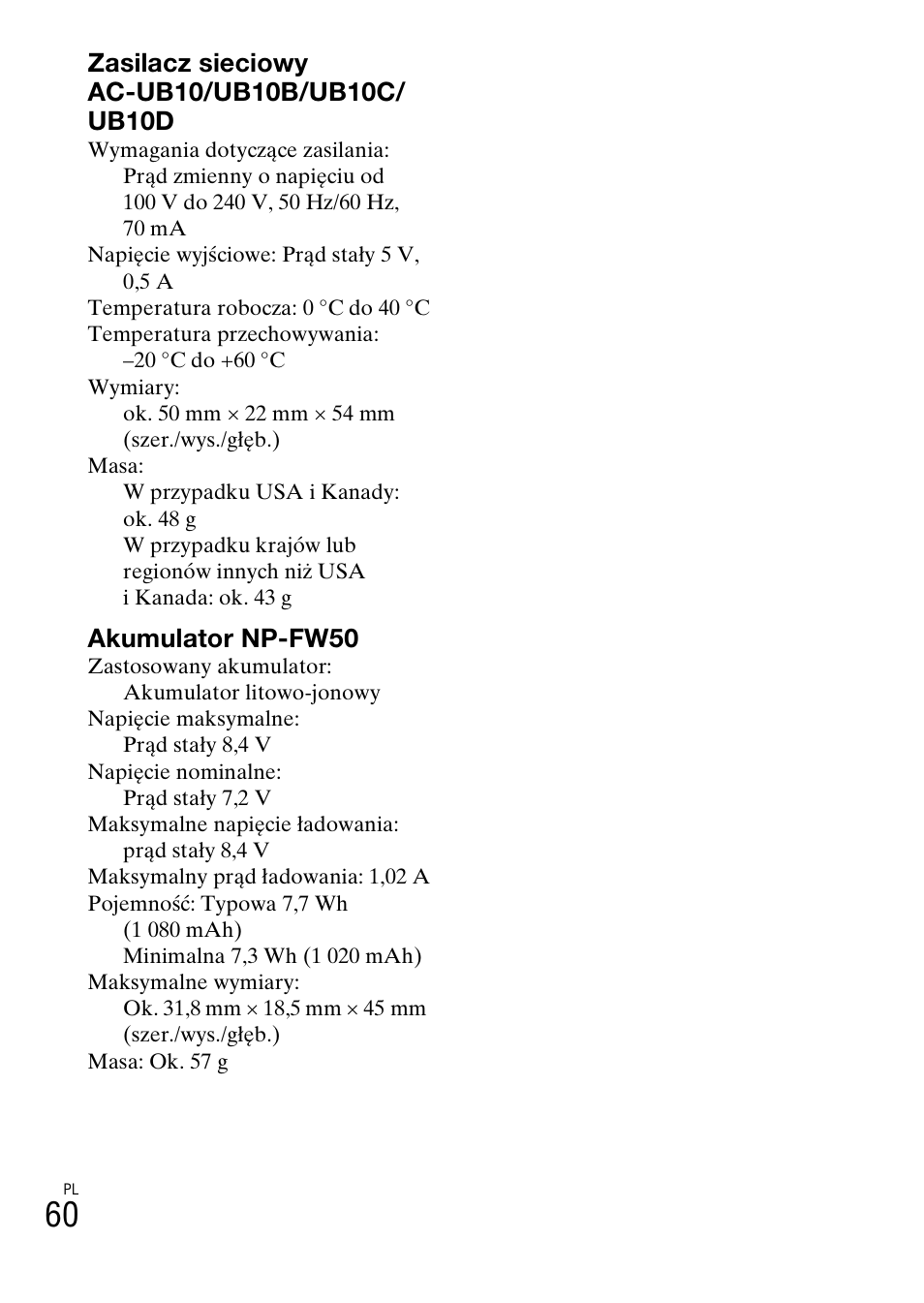 Akumulator np-fw50 | Sony NEX-6L User Manual | Page 498 / 627