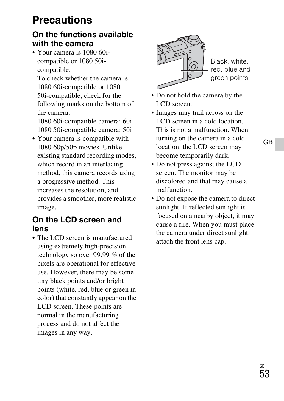 Precautions | Sony NEX-6L User Manual | Page 53 / 627