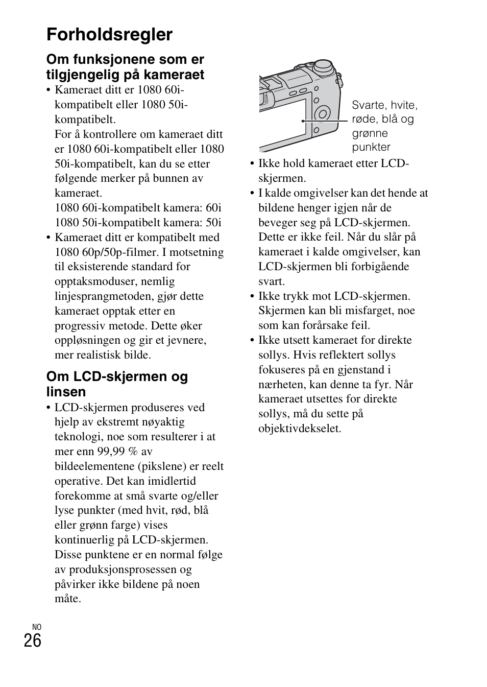 Forholdsregler, 26 forholdsregler | Sony NEX-6L User Manual | Page 586 / 627