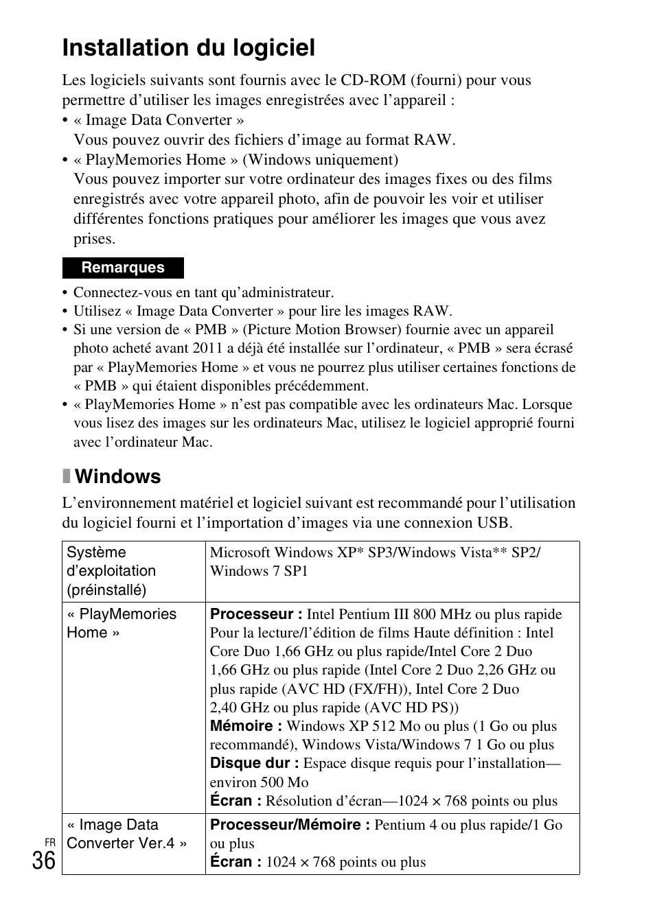 Importation d’images vers un ordinateur, Installation du logiciel, Xwindows | Sony NEX-6L User Manual | Page 98 / 627