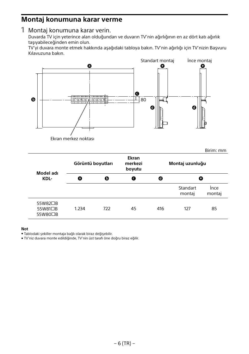 Montaj konumuna karar verme, Montaj konumuna karar verin | Sony KDL-55W805B User Manual | Page 149 / 321