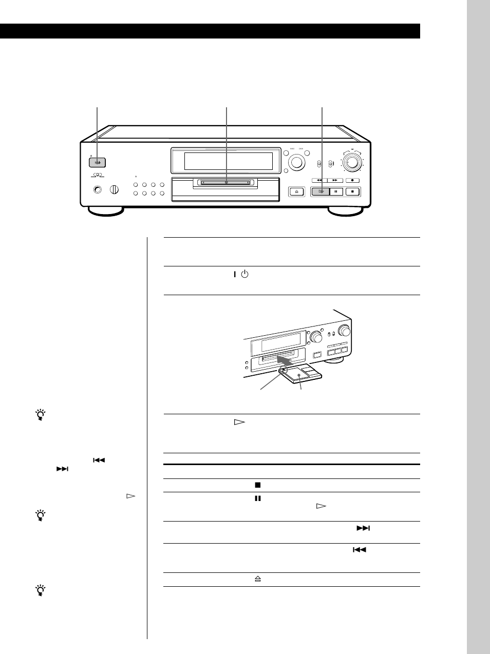 Wiedergabe einer md, Grundlegender betrieb 11, Grundlegender betrieb | Drücken sie 1/u. die standby-anzeige erlischt, Legen sie die md ein, Zur wiedergabe über kopfhörer | Sony MDS-JB920 User Manual | Page 11 / 172