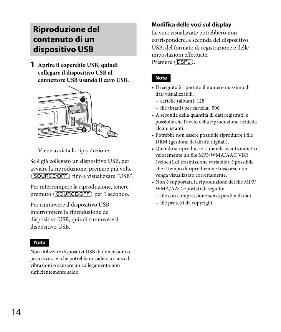 Riproduzione del contenuto di un dispositivo usb | Sony DSX-A30 User Manual | Page 90 / 132