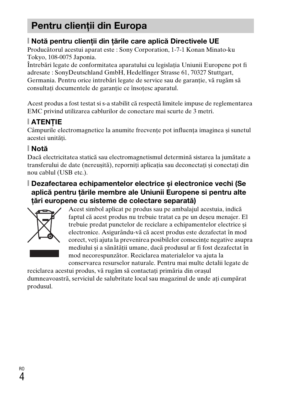 Pentru clienţii din europa | Sony DSC-TF1 User Manual | Page 506 / 579