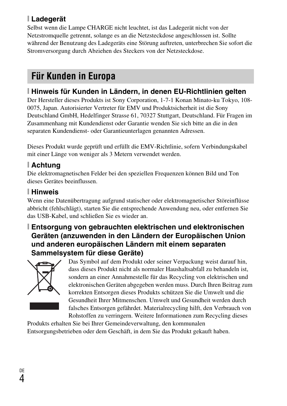 Für kunden in europa | Sony DSC-W620 User Manual | Page 118 / 435