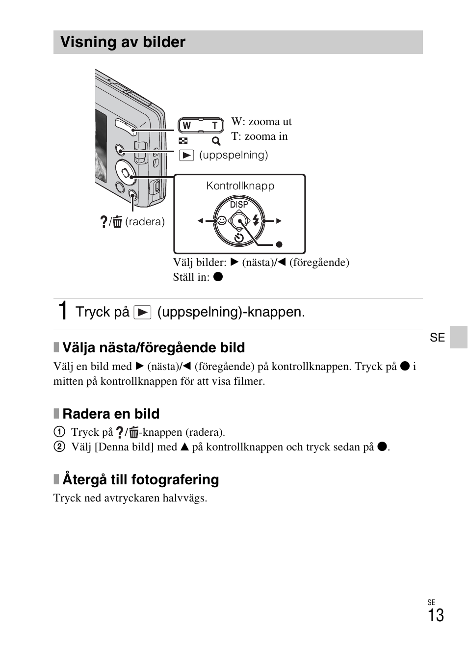 Visning av bilder | Sony DSC-W620 User Manual | Page 261 / 435