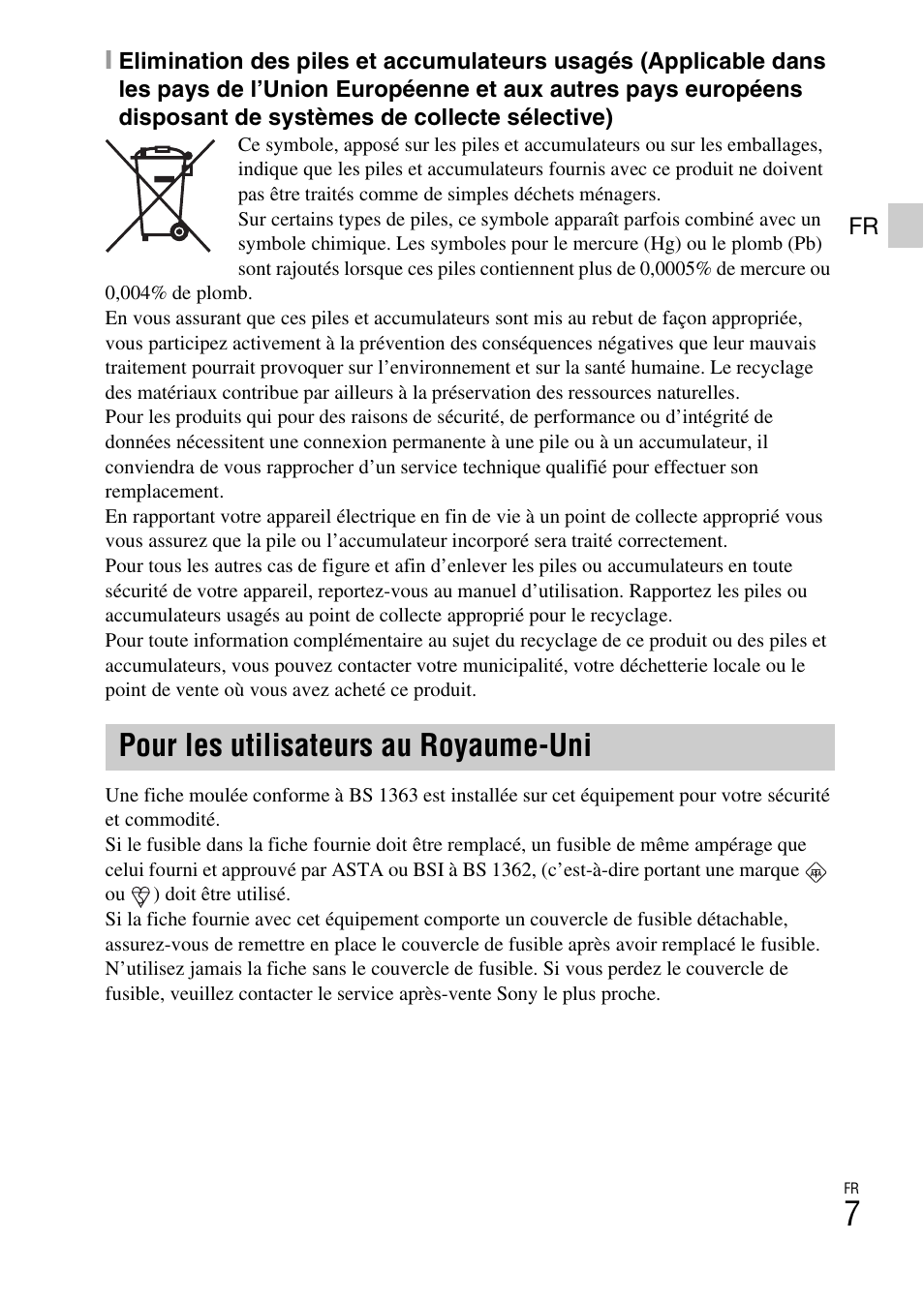 Pour les utilisateurs au royaume-uni | Sony DSC-W620 User Manual | Page 31 / 435
